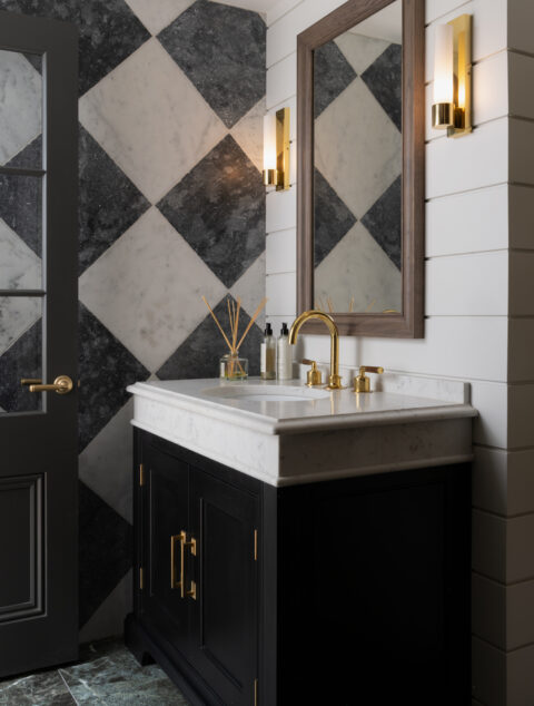 Kensington Chequer Charcoal and Off-White Marble Tiles - Image 3