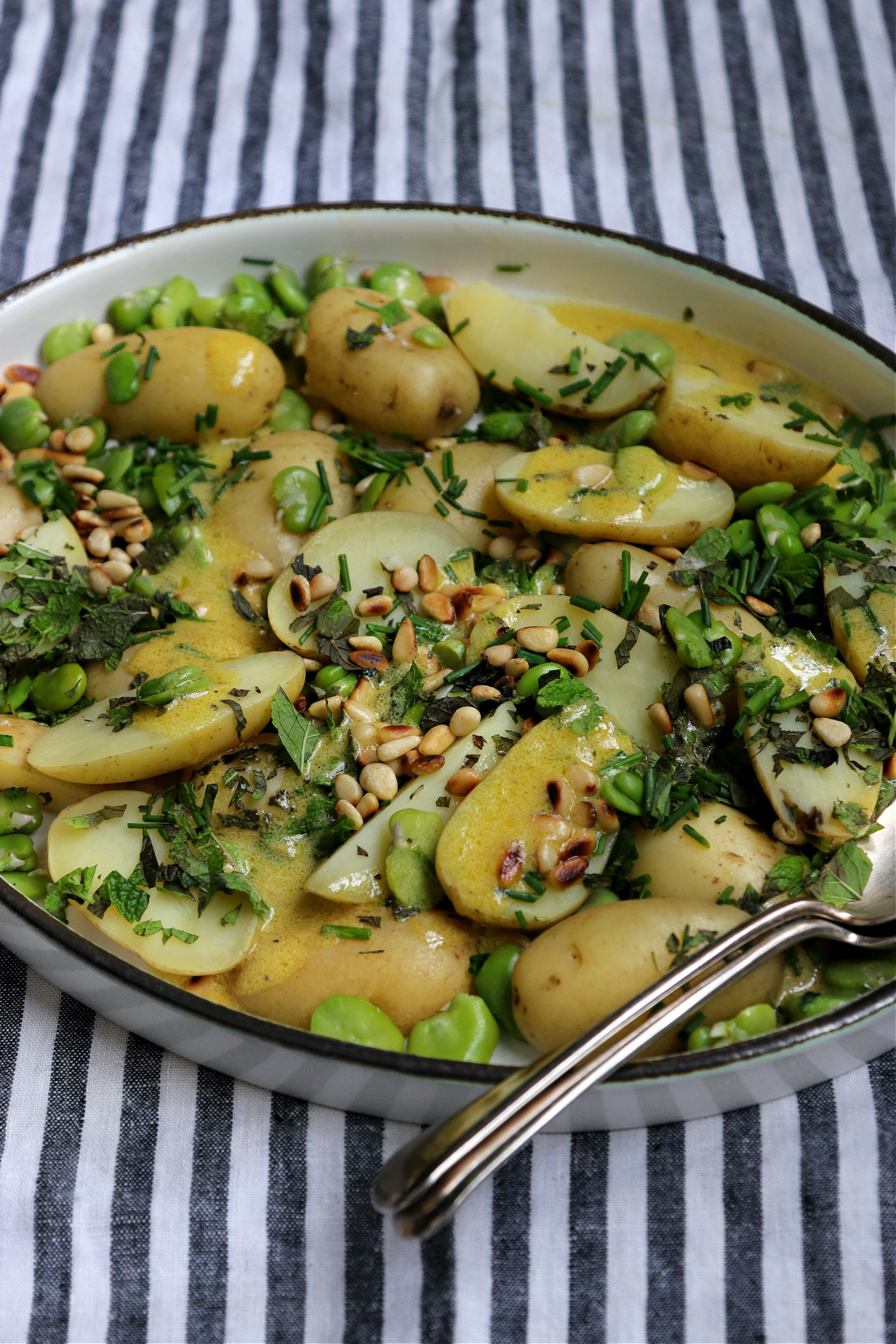 Recipe Notes - New Potatoes With Greens, Pine Nuts And Mustard Dressing - Humphrey Munson