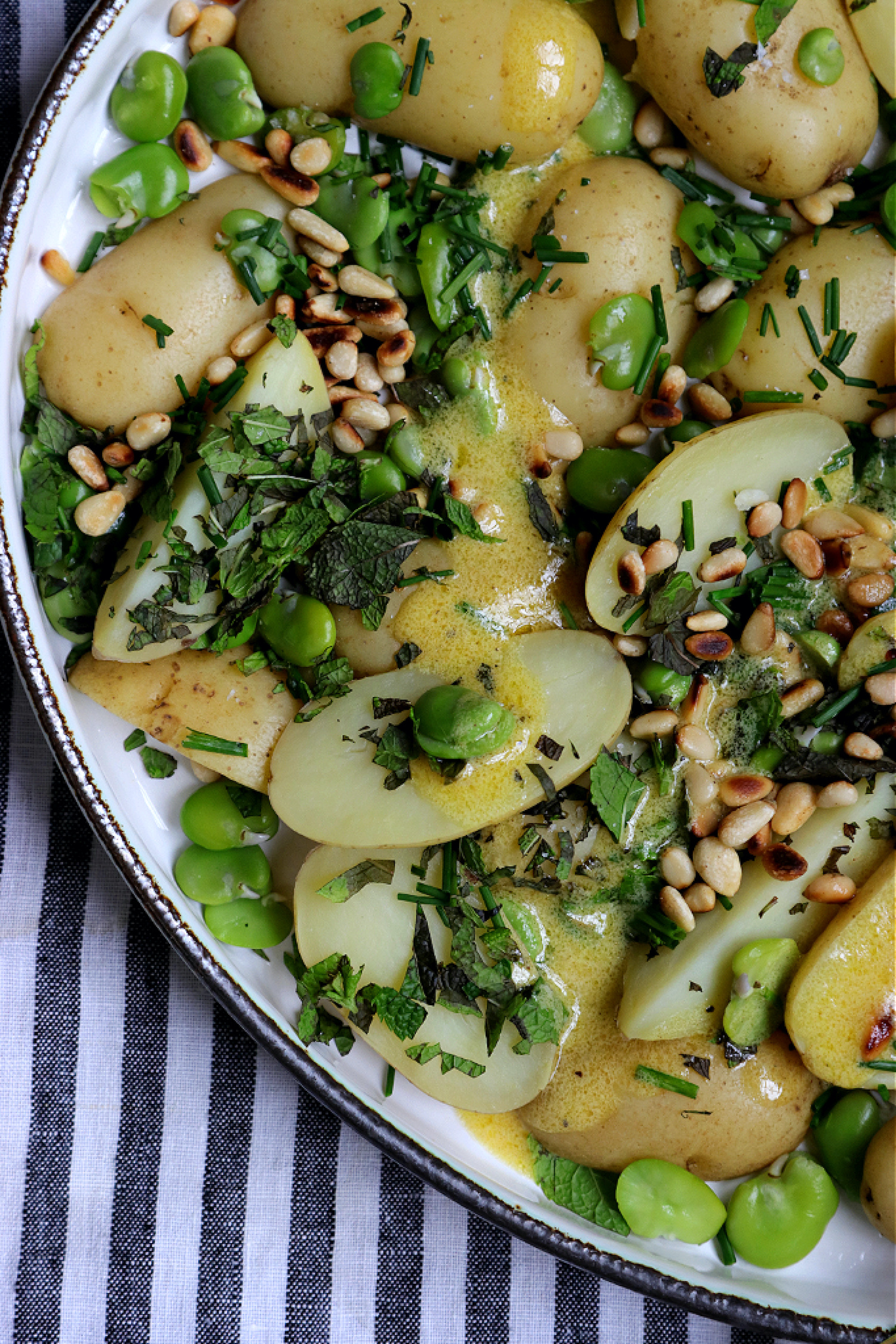 Recipe Notes - New Potatoes With Greens, Pine Nuts And Mustard Dressing - Humphrey Munson