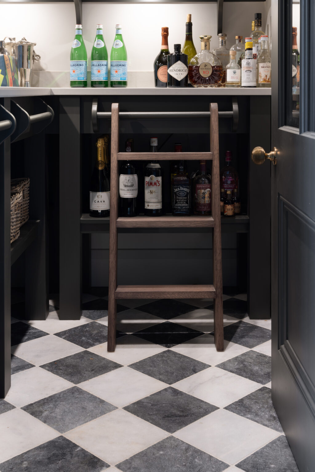Kensington Chequer Charcoal and Off-White Marble Tiles