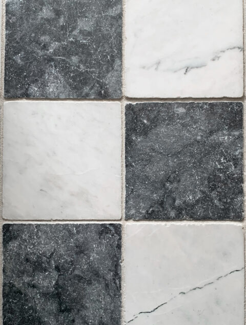 Kensington Chequer Charcoal and Off-White Marble Tiles - Image 2