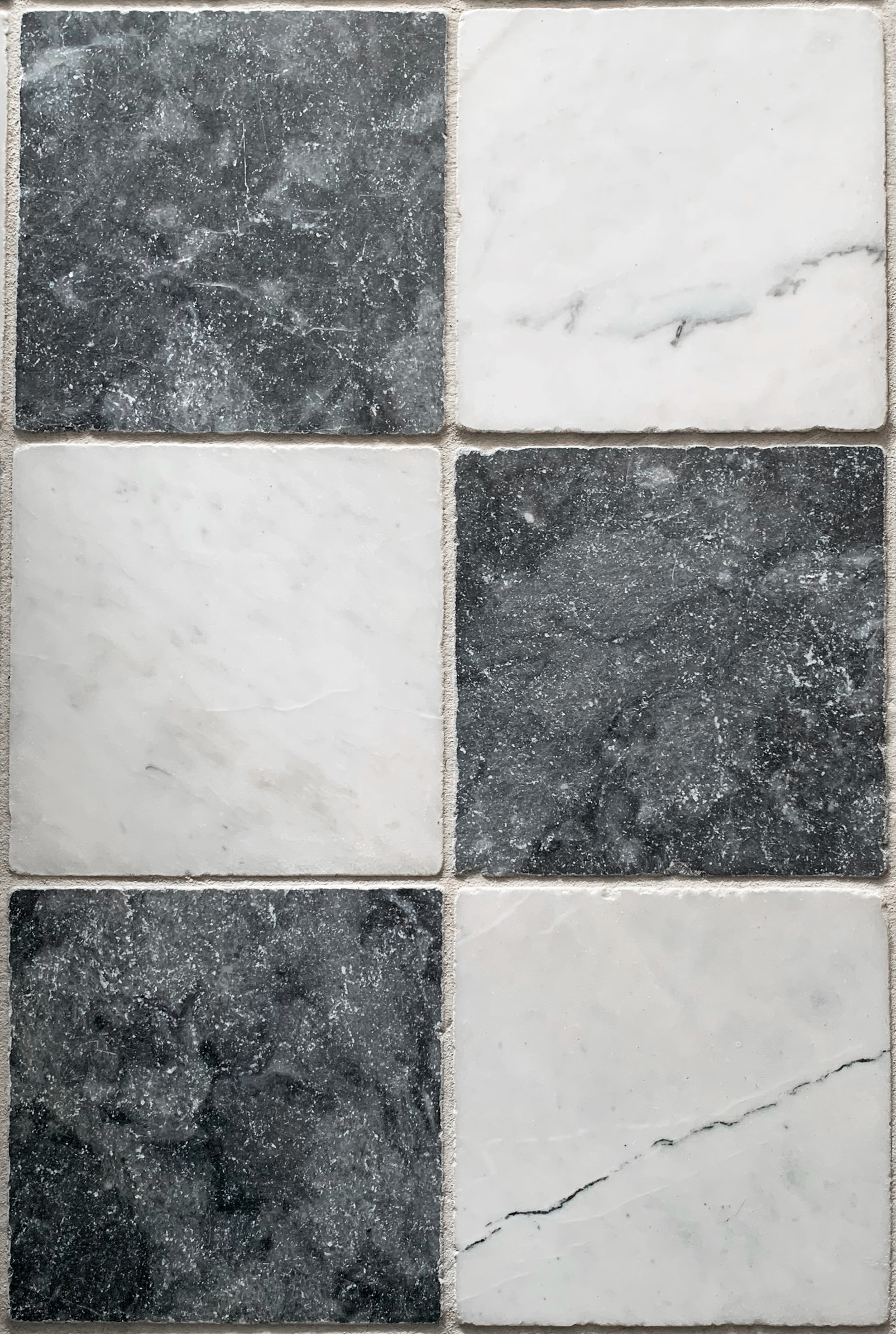 Kensington Chequer Charcoal and Off-White Marble Tiles - Image 2