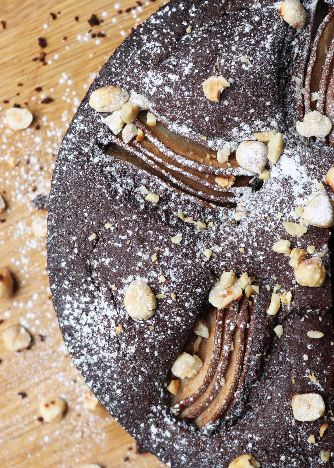 Chocolate, Pear and hazelnut cake