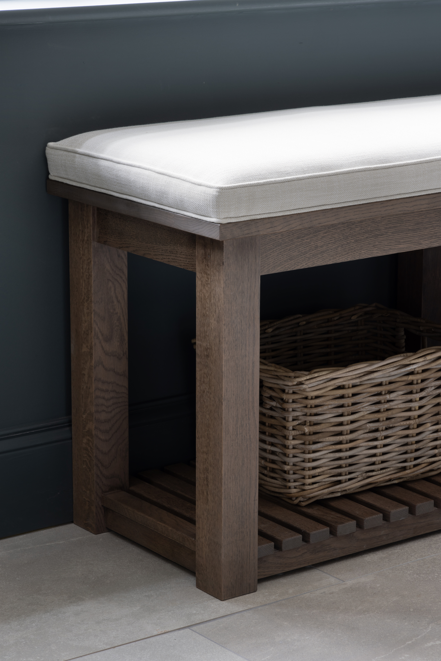 Darcy Solid Oak Upholstered Bench | Sevenoaks Project | Humphrey Munson